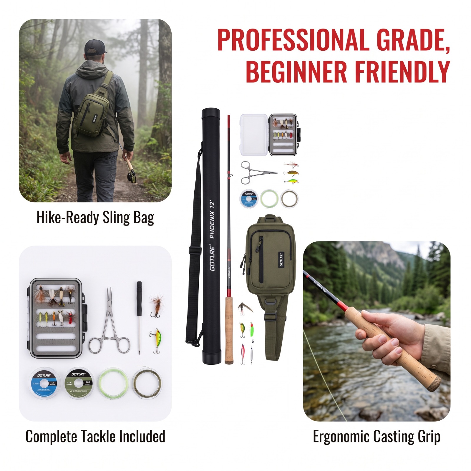 Fishing Rod Fly - Набор для нахлыстовой рыбалки Goture 12FT